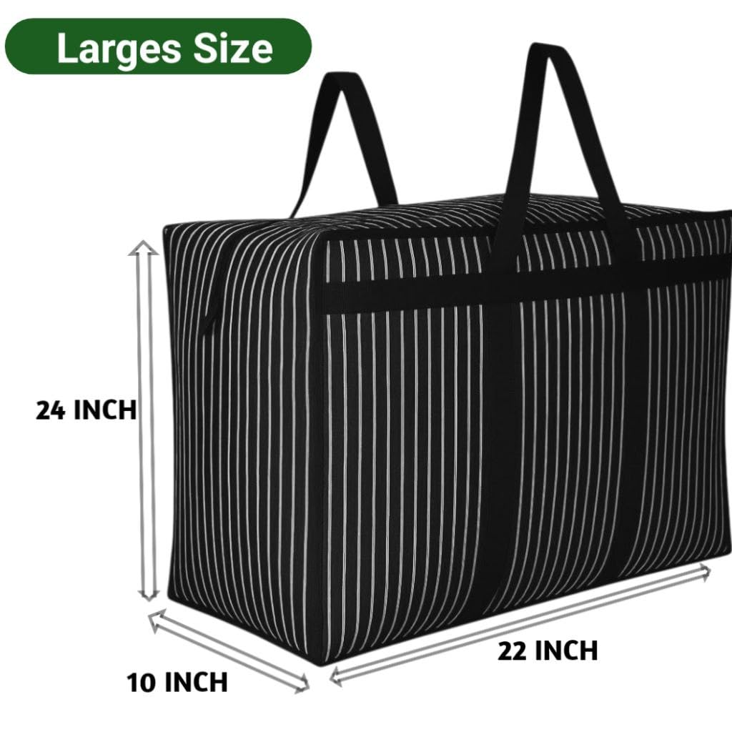 COTTON BLADES Extra Large 100%Canvas fabric Shopping Bag, 24x22x10 Inches, Black and White Check Pattern, Reinforced Handles, 150L Capacity