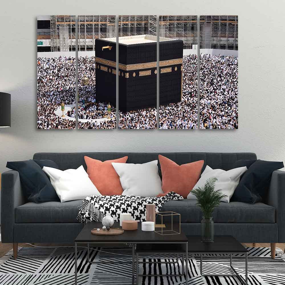 VIBECRAFTS Homcraft Kaaba Premium Wall Painting Set of Five Pieces For Home|Office|Living Room|Gift (PTVC5Pcs4_8563)