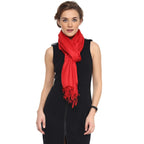 Pashtush Women's Wool Self Reversible Stole Check Design, Silk-Soft Wool, Scarfs, Shawls, Stoles, Wraps (size 70 x 200 cm)