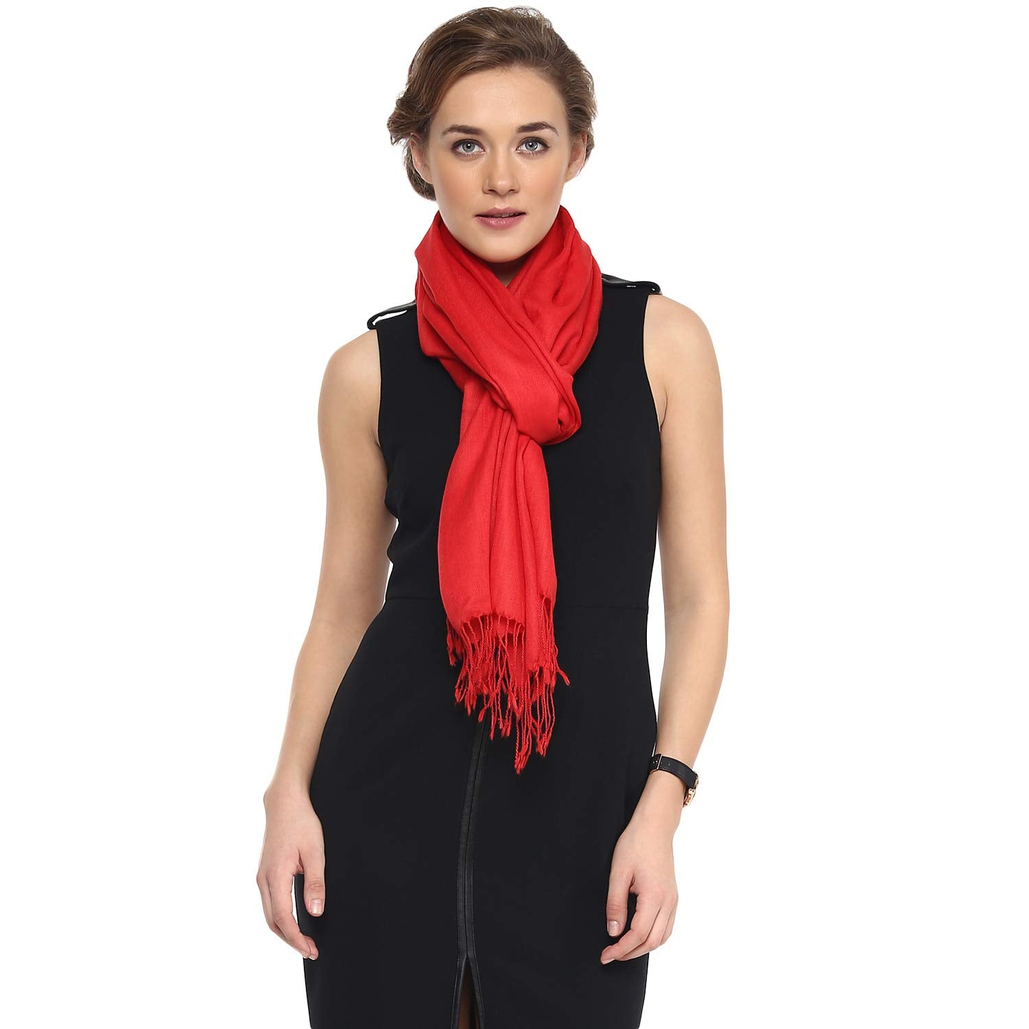 Pashtush Women's Wool Self Reversible Stole Check Design, Silk-Soft Wool, Scarfs, Shawls, Stoles, Wraps (size 70 x 200 cm)