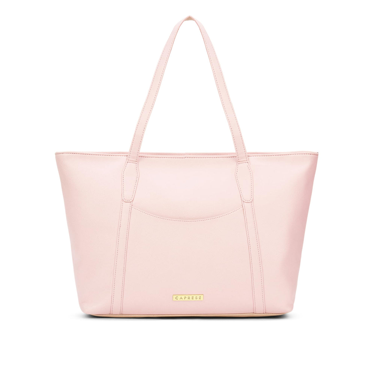 Caprese Jimny Horizontal 16 Inch Laptop Compatible Large Tote Bag for Women with Comfortable Straps | Stylish Shoulder & Handheld Bag | Multi-Compartment Design for Work, Travel (Powder Pink)