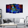 VIBECRAFTS 5 Pieces Shree Krishna Playing Flute Canvas Wall Painting For Home|Office|Living Room|Gift (PTVC5Pcs2_6508)