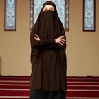 Bashariya Women’s Long Prayer Khimar Hijab with Mouth Piece – Full Coverage Islamic Modest Wear (Brown