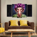 VIBECRAFTS Portrait of Ganesha Canvas Wall Painting Set of Five Pieces For Home|Office|Living Room|Gift (PTVC5Pcs2_6595)
