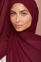 ICW GIRLS GEORGETTE SOLID PLAIN SCARF STOLES SHAWL HIJAB FOR WOMEN 85 X 180 CM (Maroon)