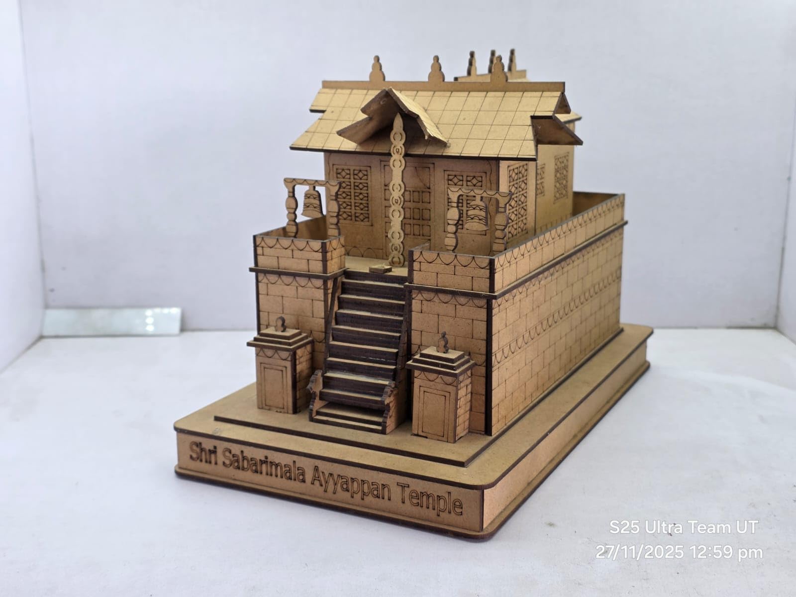 Shri Sabarimala Ayyappan Temple Wooden Model, Decorative Miniature Temple Replica