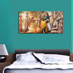 VIBECRAFTS Canvas Paintings for Living Room Drawing Room Canvas Rajasthani Art Woman Taking water from Well for Home|Office|Gift(PTVCH_2400NV)(48 x 24 Inches)
