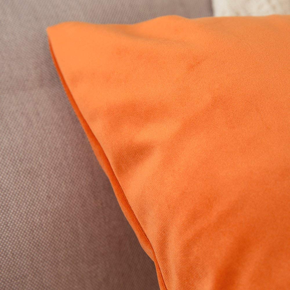 Khooti Velvet Cushion Cover, 22x22 (Orange)(Pack of 5)