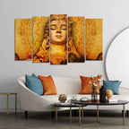 VIBECRAFTS Spiritual Shiva Canvas Wall Painting of Five Pieces Set For Home|Office|Living Room|Gift (PTVC5Pcs2_6611)