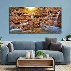 VIBECRAFTS Canvas Paintings for Living Room Drawing Room Canvas Wall Painting of Waterfall at Sunrise for Home Decor|Office|Gift|Livingroom|Bedroom(PTVCH_2362NV)