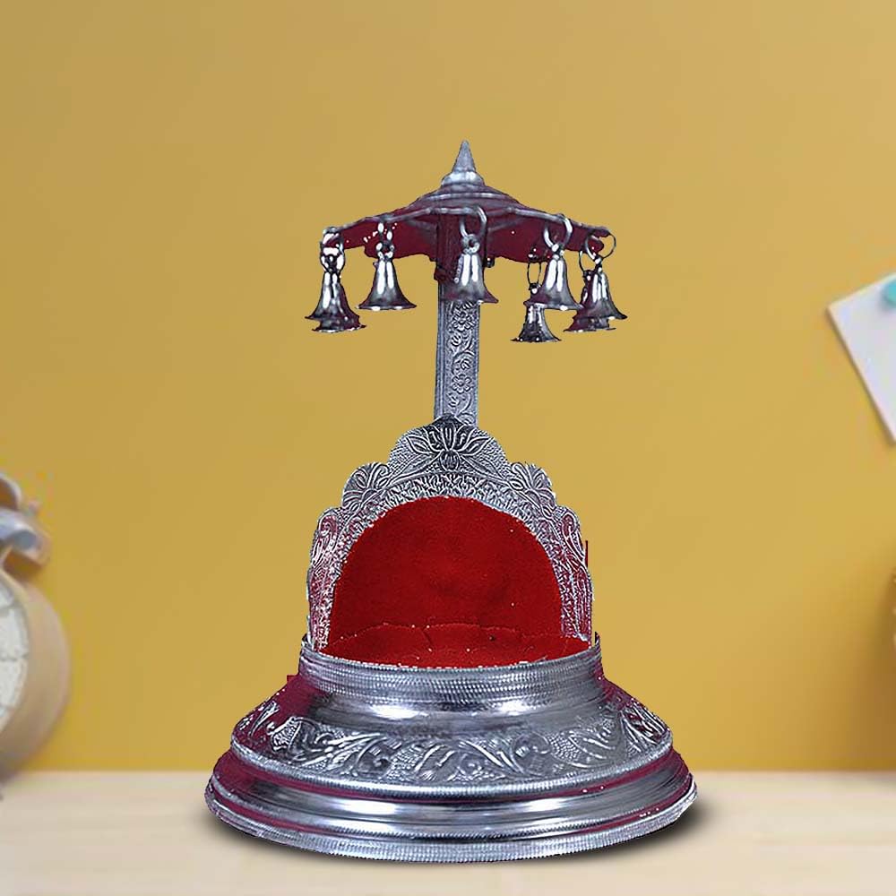 SHOPPINGROX Temple Round for Home 20 cm Religious Idol & Figurine Aluminium Silver Colour