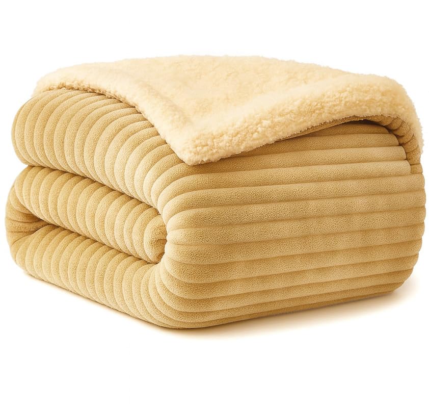 BSB HOME New Born Baby Blanket – All Season 2 Layer Fluffy AC Wrapping Sheet, Ultra Soft Flannel & Sherpa Blanket for Baby Boys & Girls (0–24 Months, 130 x 105 cm, Lightweight Color - Beige Kafalo