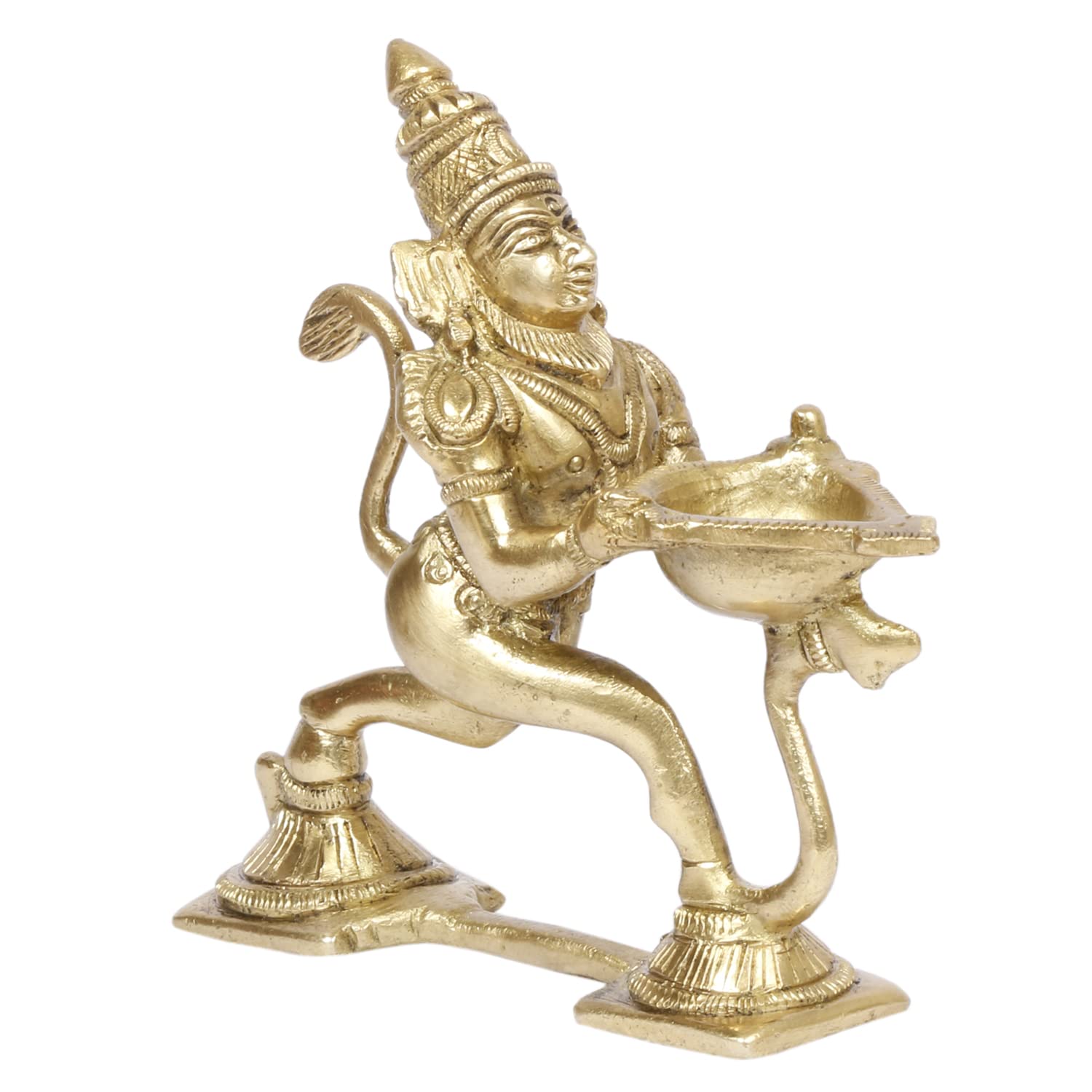 Artvarko Brass Hanuman Aarti Diya Oil Lamp with Handle Decorative Puja Home Temple Accessory, Camphor Burner lamp Aarti, Diwali Gifts Home Décor
