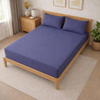 THE HOME STYLE Solid Cotton Feel Pillow Covers (18 x 28 inches, Set of 2 Pcs) | 300 TC | Super Soft & Smooth (Blueberry)