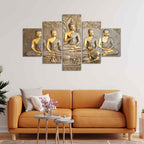 VIBECRAFTS 5 Pieces Buddha In Thailand Temple Premium Wall Painting For Home|Office|Living Room|Gift (PTVC5Pcs1_5510)