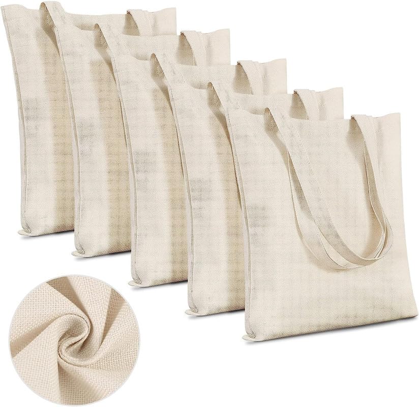 Metsi Canvas Plain Tote Bag for Women, 15X16 Reusable Cotton Tote Bags with Zipper, Blank DIY Craft Bag for Painting, Shopping, School, Beach, Gym, Groceries and Multi-Purpos