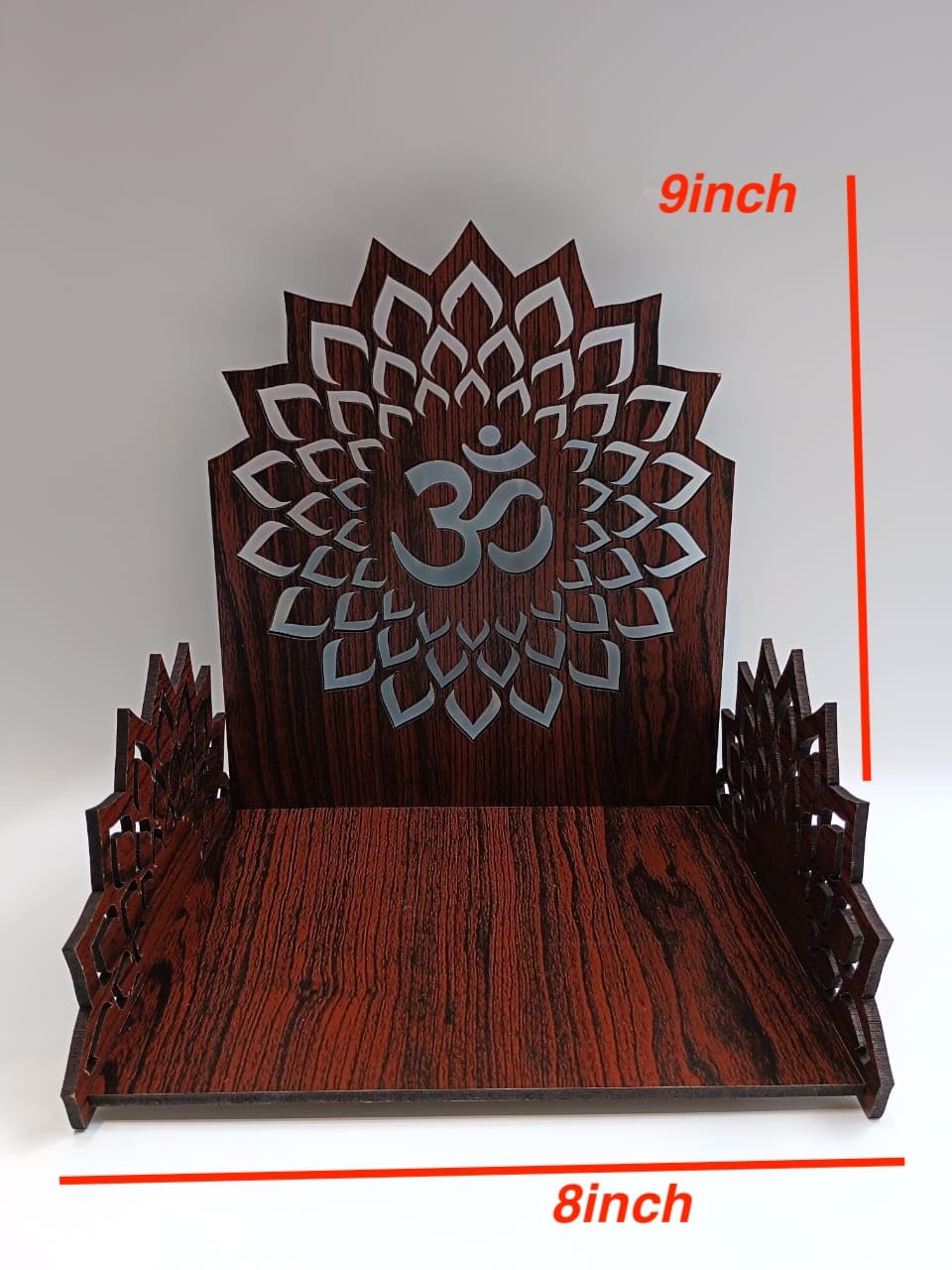 Occasion Wooden Wall Mounted Pooja Temple Mandir for Home and Office, Brown, 15 x 10 x 14 cm