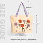 Kind Strings Canvas Flower Tote Bag for Women - Eco-Friendly Cotton Bag - Reusable & Washable - Multipurpose bag