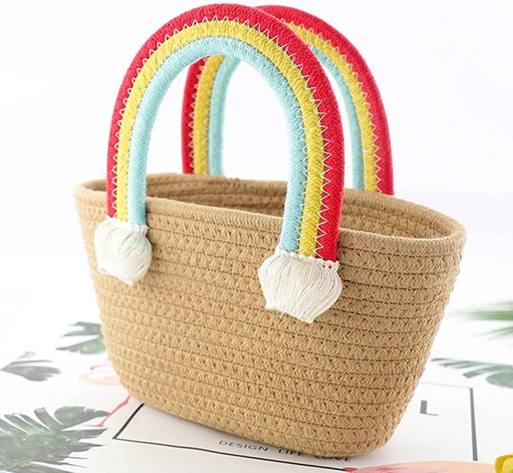 BEAUTIFUL HOMMIES Attractive Hand Bag | Large Tote | Summer Bucket | Bamboo Beach Basket | Boho Jute Sling for Women (Beige)