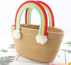BEAUTIFUL HOMMIES Attractive Hand Bag | Large Tote | Summer Bucket | Bamboo Beach Basket | Boho Jute Sling for Women (Beige)