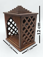 Shivay Anantam Wooden Pooja Mandir for Home, Office & Car | Handcrafted MDF Temple with Om Design | Decorative Mini Mandir for God Idol | Dark Brown Finish | Size H12 X W9 X D7 CM