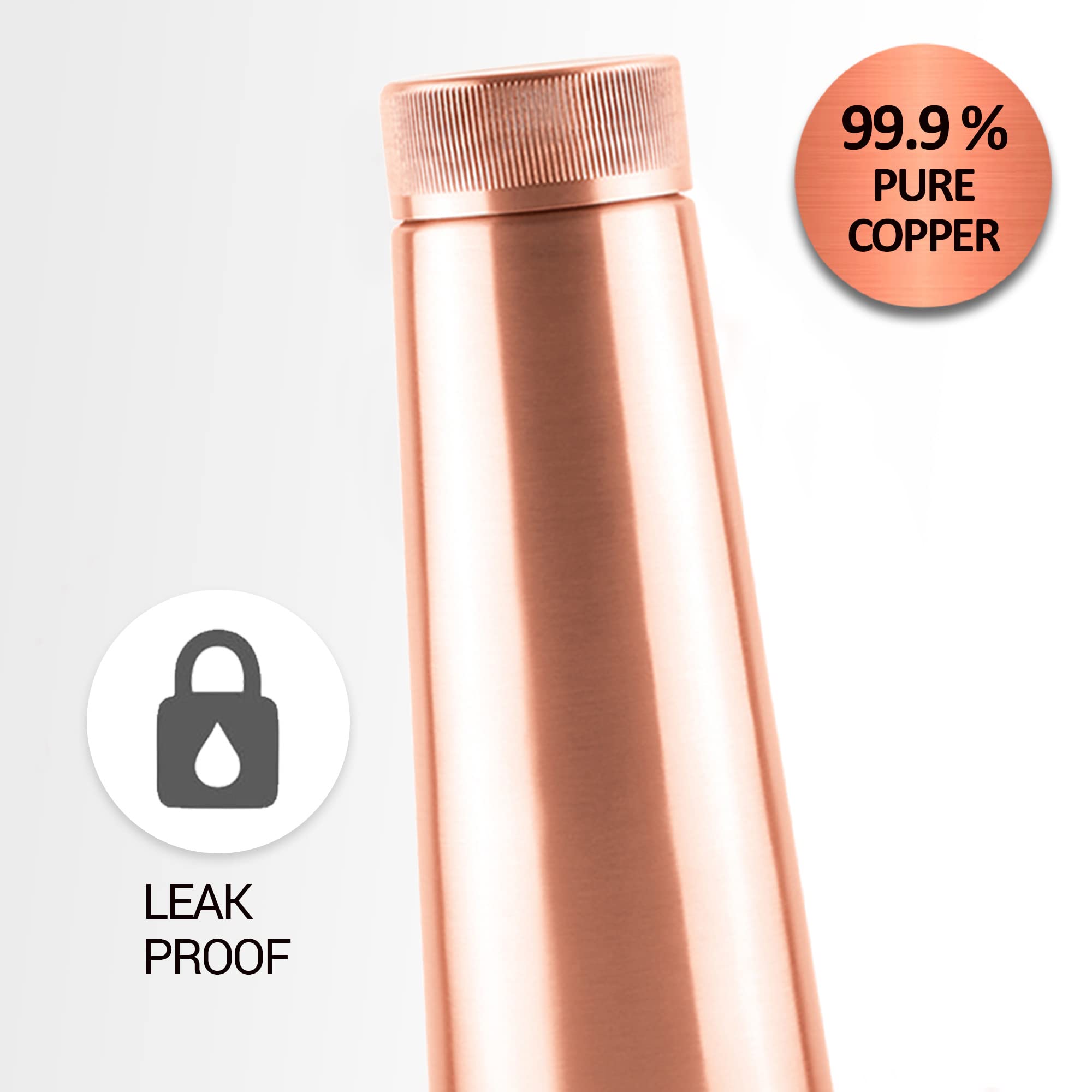 MILTON Copper Delight 1000 Water Bottle 880 ml | 100% Pure Lacquer Coating Copper Water Bottle | Ayurveda Health Benefit | BPA Free, Leak Proof Office Bottle | Supports Digestive & Boosts Immunity