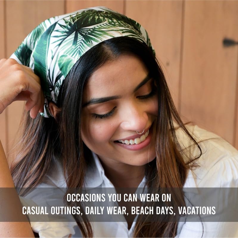 Hair Drama Co. Tropical Printed Women Elastic Scrunchies Hair Bands Retro Hair Ties Scarf Rubber Band Hair Accessories for Women & Girls
