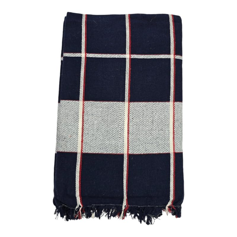 AMBIKA STORES & READYMADES Single Size Pure Cotton Blanket for Daily Use | Soft Light-Weight Bed Blanket | Solapur Chaddar/Blanket for All Weather (60 X 90 Inch, Checkered Multicolor) - Pack of 1 Kafalo