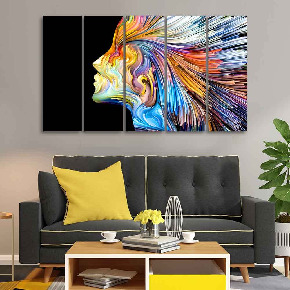 VIBECRAFTS Modern Abstract Colorful Art Wall Painting Set of Five For Home|Office|Living Room|Gift (PTVC5Pcs4_8616)