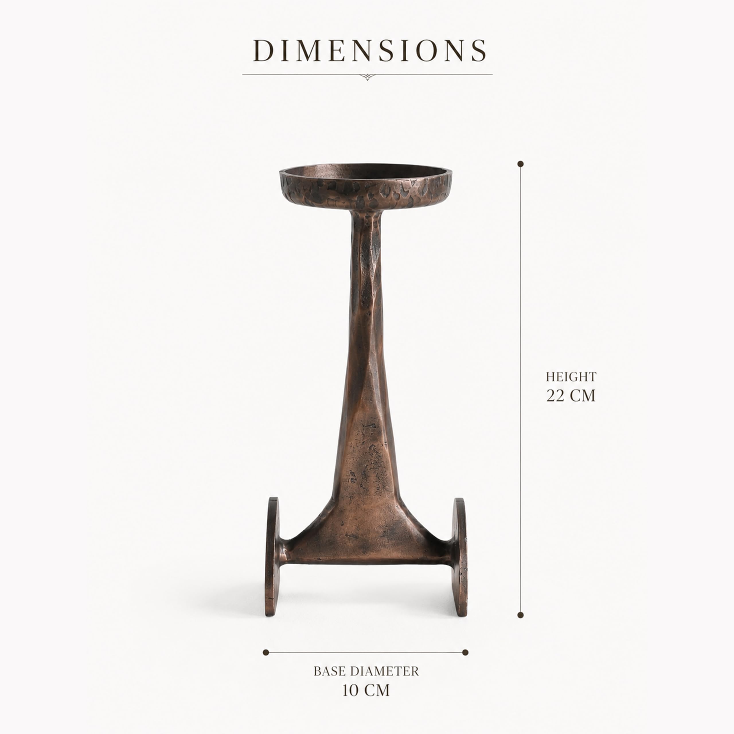 Helios Pyrr Imperial Column Candle Stand - Antique Copper | Luxury Metal Candle Holder Set for Home, Living Room & Gifts | Modern Decorative Centerpiece