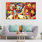 VIBECRAFTS Radha Krishna Beautiful Wall Painting of Five Pieces For Home|Office|Living Room|Gift (PTVC5Pcs4_8706)
