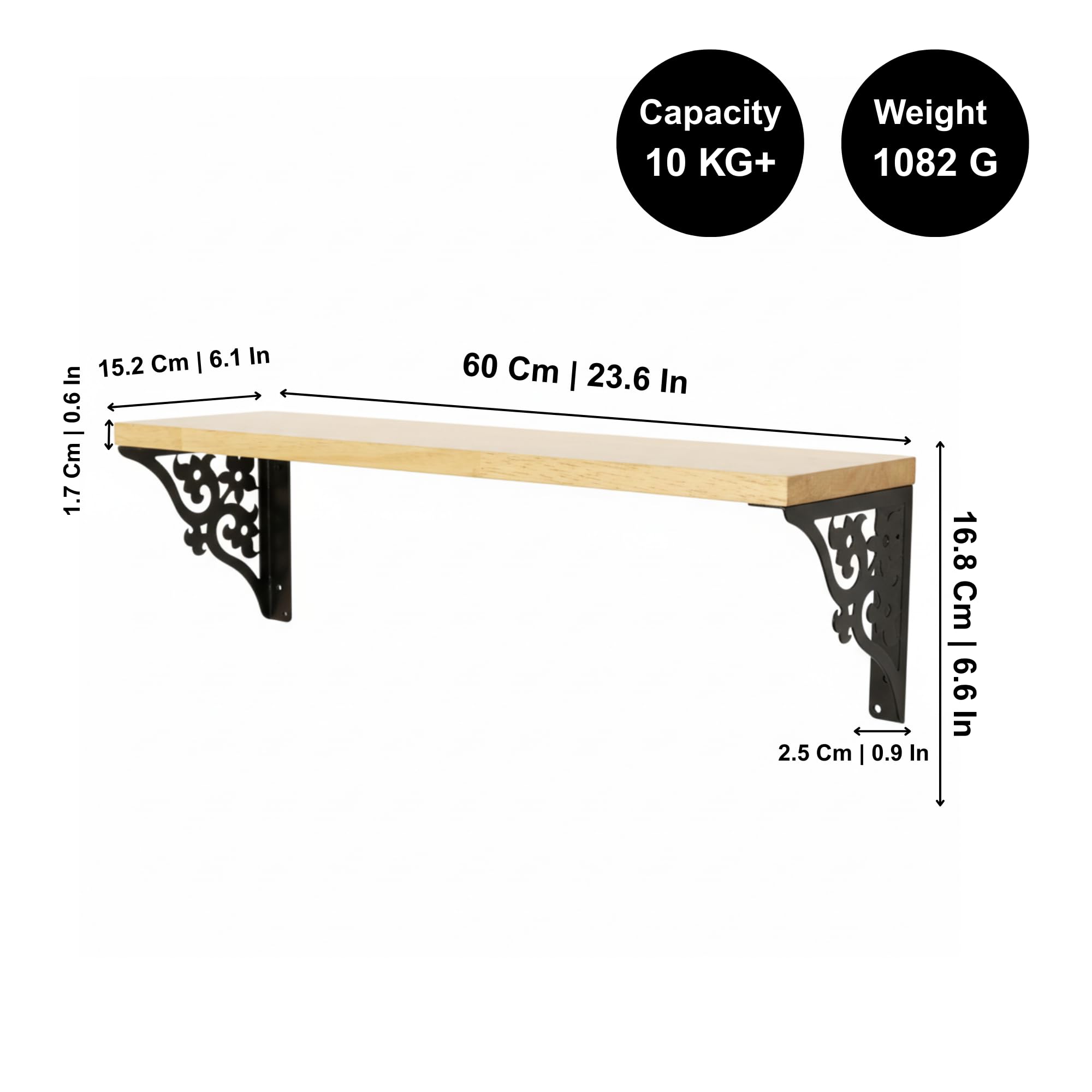 Spillbox Wooden Pooja Home Temple|White Metal Shelf |Wall Mountable|Easy Screw Assembly|Home Temple for Puja Room |Pooja Stand | Mandir-Triple Floral (Large Black)