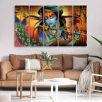 VIBECRAFTS Classic Krishna Premium Wall Painting of Five Pieces For Home|Office|Living Room|Gift (PTVC5Pcs4_8712)
