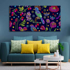 VIBECRAFTS Canvas Paintings for Living Room Drawing Room Canvas Folk Art Painting of Birds, Flowers & Butterfly for Home|Office|Gift(PTVCH_2389)
