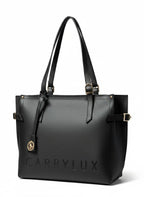 Carrylux Women's Soft PU Tote Bag | Large Single Compartment Shoulder Handbag with Adjustable Strap | Office, College & Casual (Black)