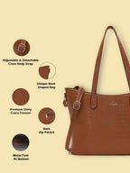 Lavie Women's Hailon Tote Handbag (Large, Brown, Tan)