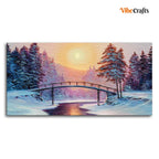 VIBECRAFTS Canvas Paintings for Living Room Drawing Room Premium Wall Painting of Winter Landscape with the River Fitted with Wooden Frame for Home|Office|Gift(PTVCH_2262)(48 x 24 Inches)