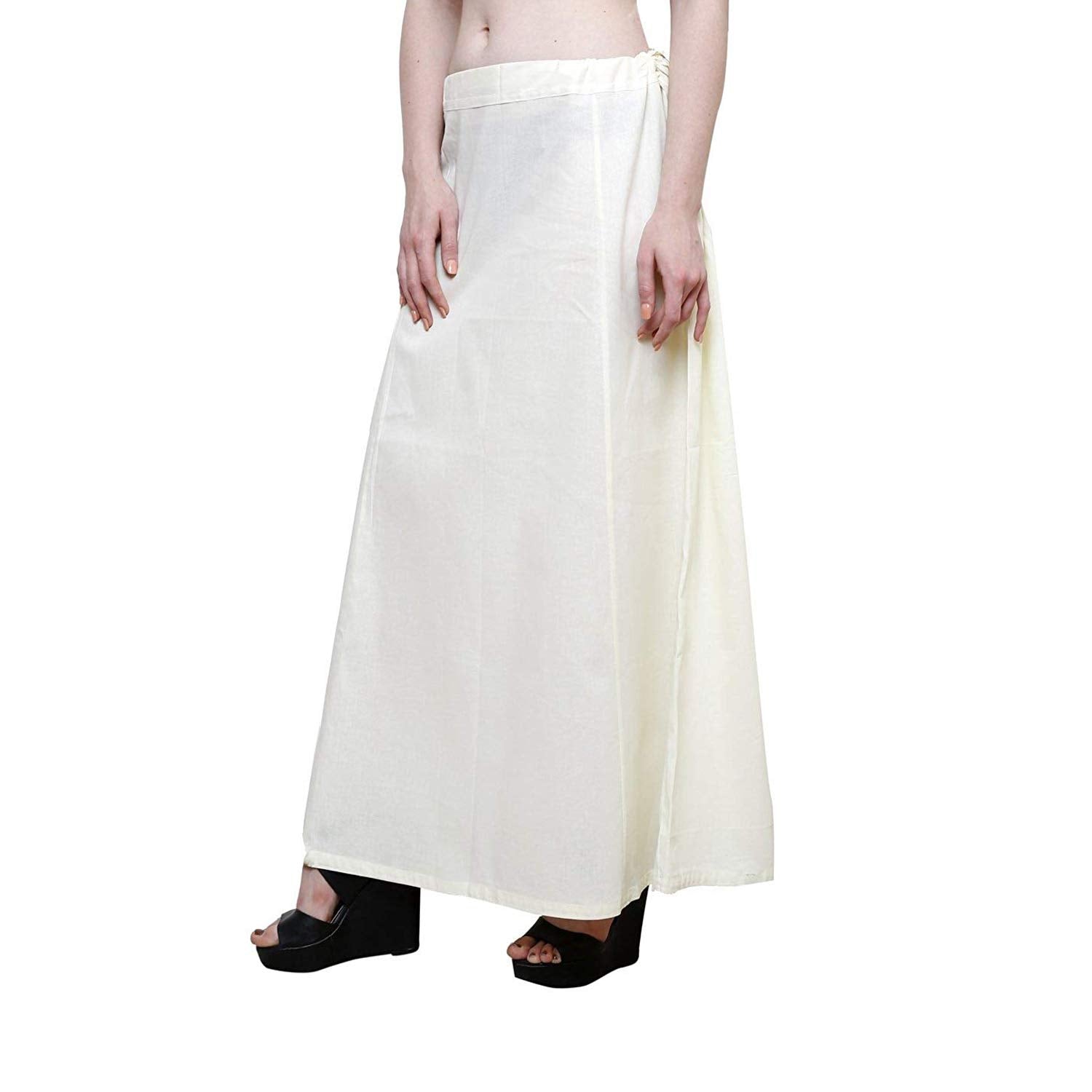 Women's Cream Cotton Petticoat Saree Cotton Underskirt Adjustable Waist, Breathable & Comfort Fit Soft Inskirt for Sarees