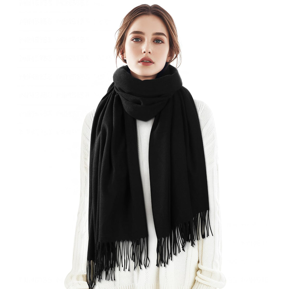 Clothirily Womens Winter Scarf, Fashion Cashmere Feel Plaid Scarfs for Women, Pashmina Shawls and Wraps, Long Blanket Scarf