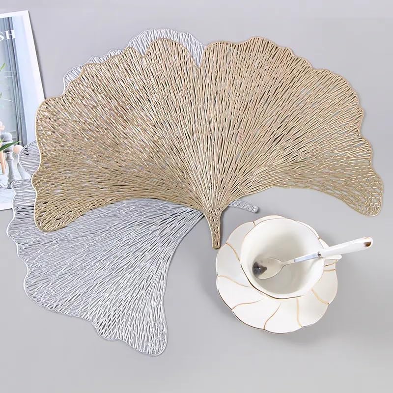 HomeCloud Table mat Round Shape| Table mat Round | Cutwork Design mat | Dining Table mats | Dressing Table MATS | Bed Side Table mats (Butterfly_Gold, 4) Kafalo