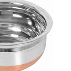 Nirvika Stainless Steel Handi Set Copper Bottom Handi With Lid Kitchen Serving,Cooking Bowl |Cookware Set/Urli Set 5-Pieces | Patila Bhagona, 1500 Milliliter - 1500 Ml, Multicolor