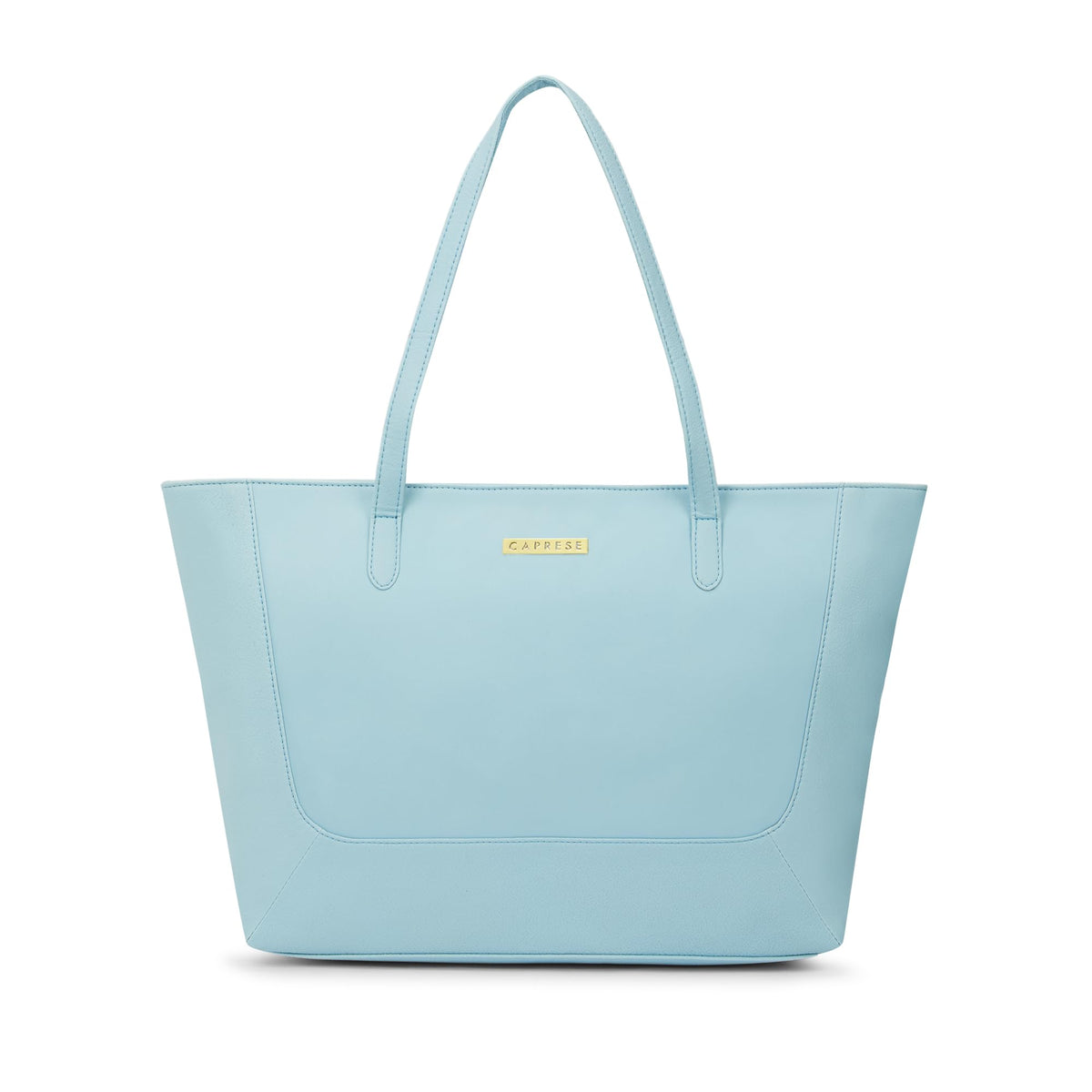 Caprese Yorkie Horizontal 14 Inch Laptop Compatible Large Tote Bag for Women | Stylish, Durable, and Spacious with Multiple Compartments, Back Zipper Pocket for Work, Travel (Powder Blue)