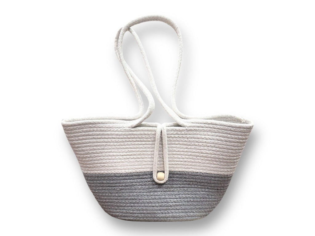 DYARCHY Attractive Hand Bag | Extra large Tote Bag | Summer Bag | Bucket Bag | Basket Bag | Bamboo Tote | Beach Bags for Women | Boho Bag | Kauna Bag | Handbag | Jute Bag | Handmade Bag (Grey)