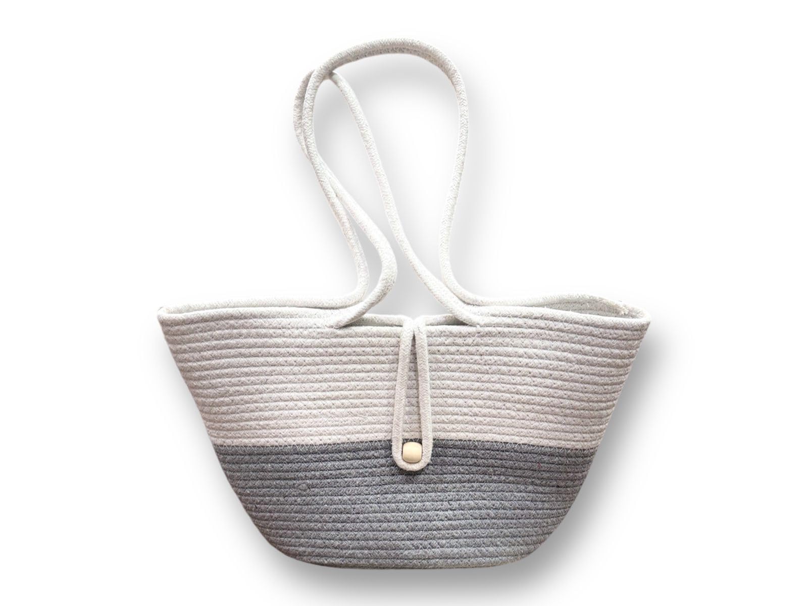 DYARCHY Attractive Hand Bag | Extra large Tote Bag | Summer Bag | Bucket Bag | Basket Bag | Bamboo Tote | Beach Bags for Women | Boho Bag | Kauna Bag | Handbag | Jute Bag | Handmade Bag (Grey)