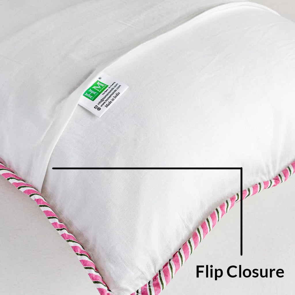 HOMEMONDE Sofa Cushion Cover 24 X 24 Inches Pack Of 1 - Square Pillow Cover Cotton 300 TC For Living Room Couch, Pink, 60 X 60 Cm