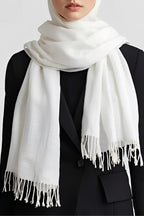 FM Trends Stylish Plain Scarf for Women & Girls | Solid Color Stole, Dupatta, Shawl | Elegant Ladies Accessory (white, 1.8 meters)