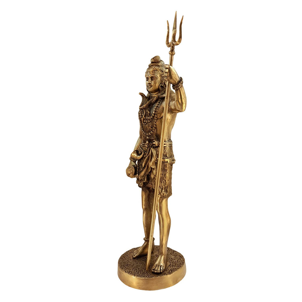 ARTVARKO 18 Inch Big Brass God Shiva Shankar Bhagwan Standing Shiv Idol Sculpture Statue Murti Puja Room, Temple