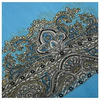 Ubersweet® Imported 2X(Cashew Chiffon Series Printing Button Shawl Blue G5E3)