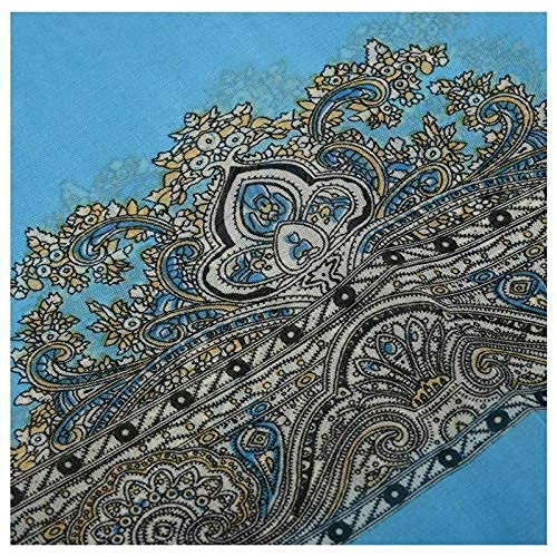 Ubersweet® Imported 2X(Cashew Chiffon Series Printing Button Shawl Blue G5E3)