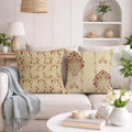 STITCHNEST Set of 2 Royal Damask & Ikat Collection Printed Jute Cushion Covers 16x16 Inches | Ethnic Decorative Throw Pillow Covers for Sofa, Living Room & Bedroom | Premium Home Decor